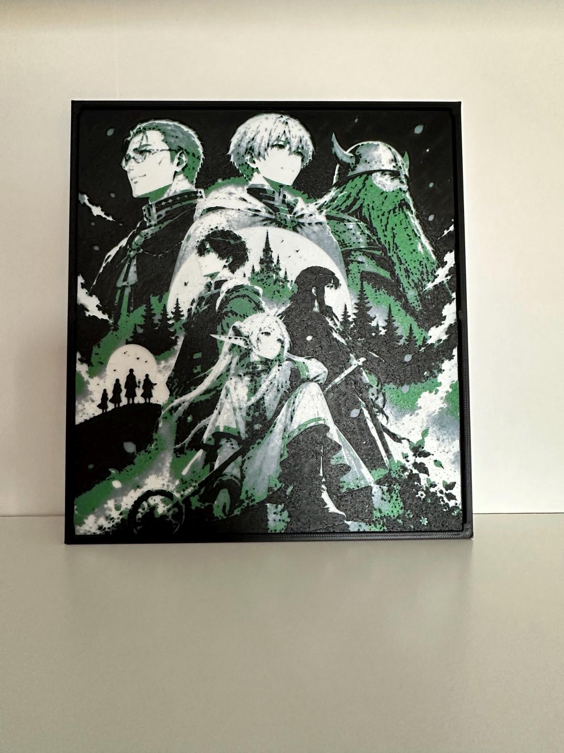 Tableau 3D Anime Fantasy – Décoration relief vert et noir