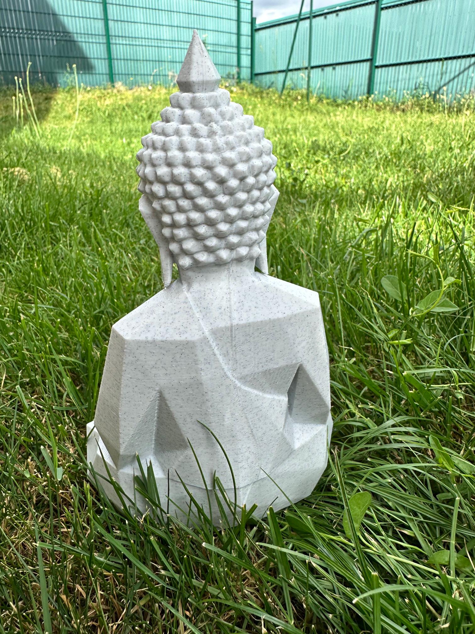 Bouddha géométrique – Statue zen effet pierre – vue 2