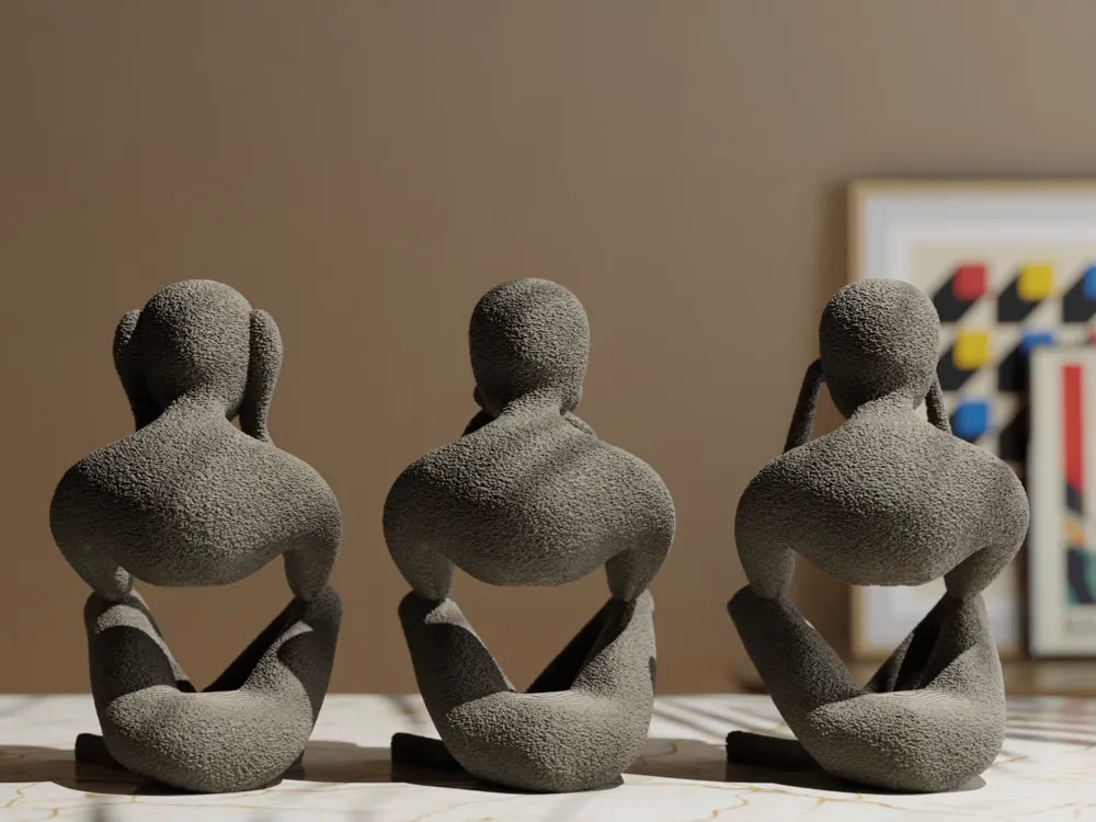 Trio Méditation Zen – Statues abstraites décoratives