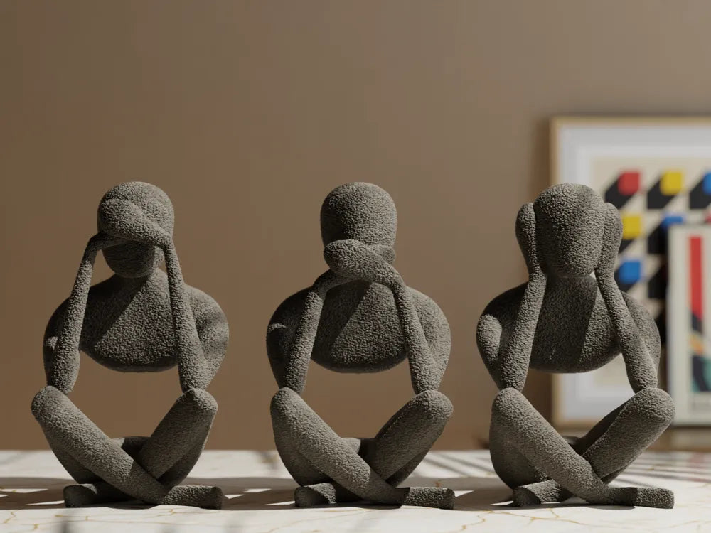 Trio Méditation Zen – Statues abstraites décoratives