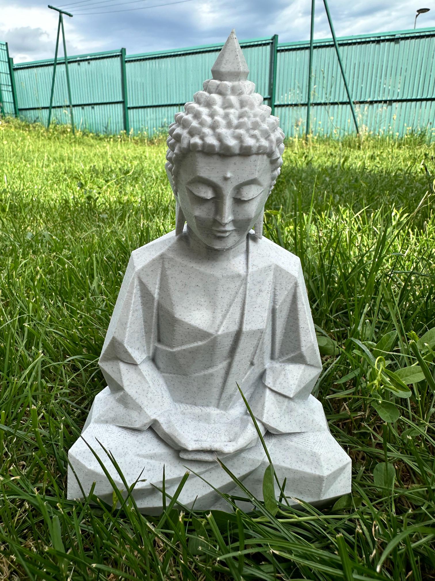 Bouddha géométrique – Statue zen effet pierre