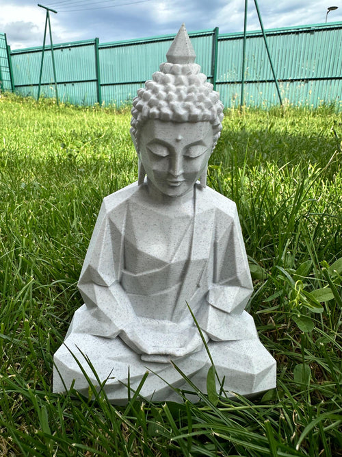Bouddha géométrique – Statue zen effet pierre