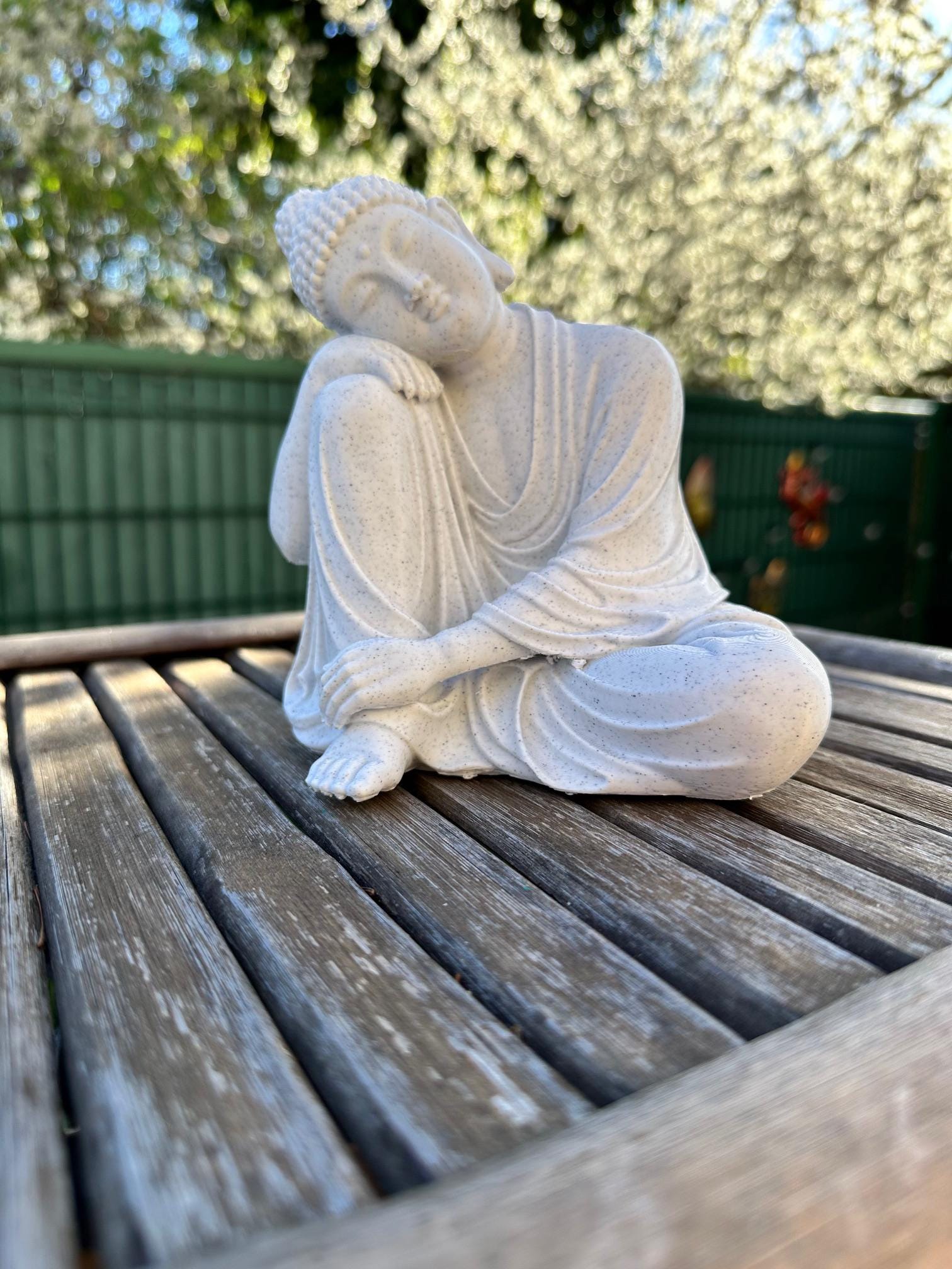 Bouddha repos effet pierre – Statue décorative zen – vue 3