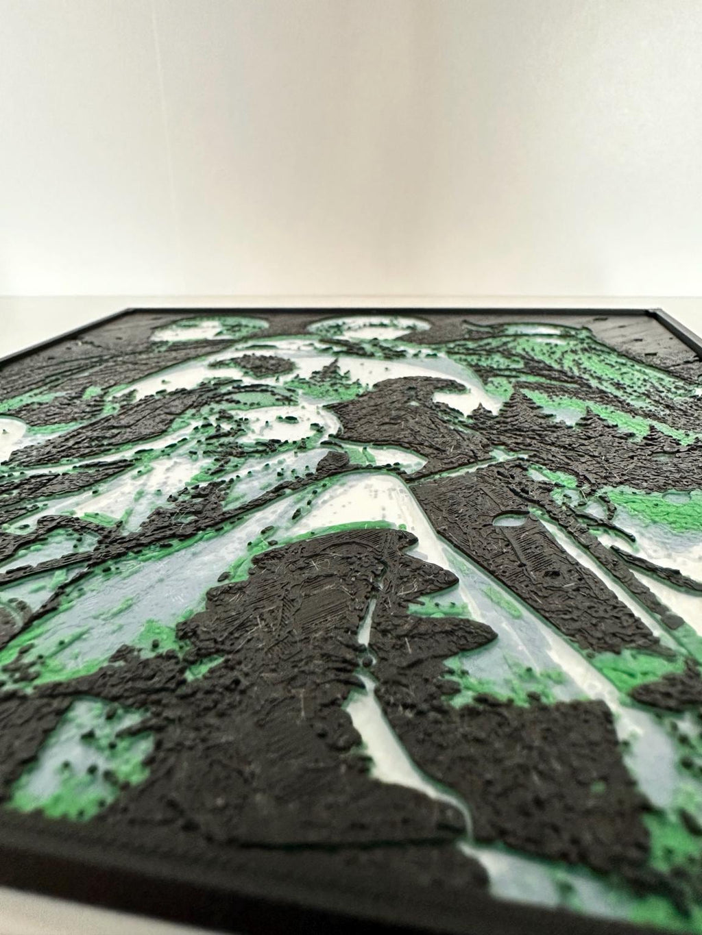 Tableau 3D Anime Fantasy – Décoration relief vert et noir – vue 3