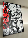 Tableau 3D Manga rouge et noir – Décoration relief avec cadre