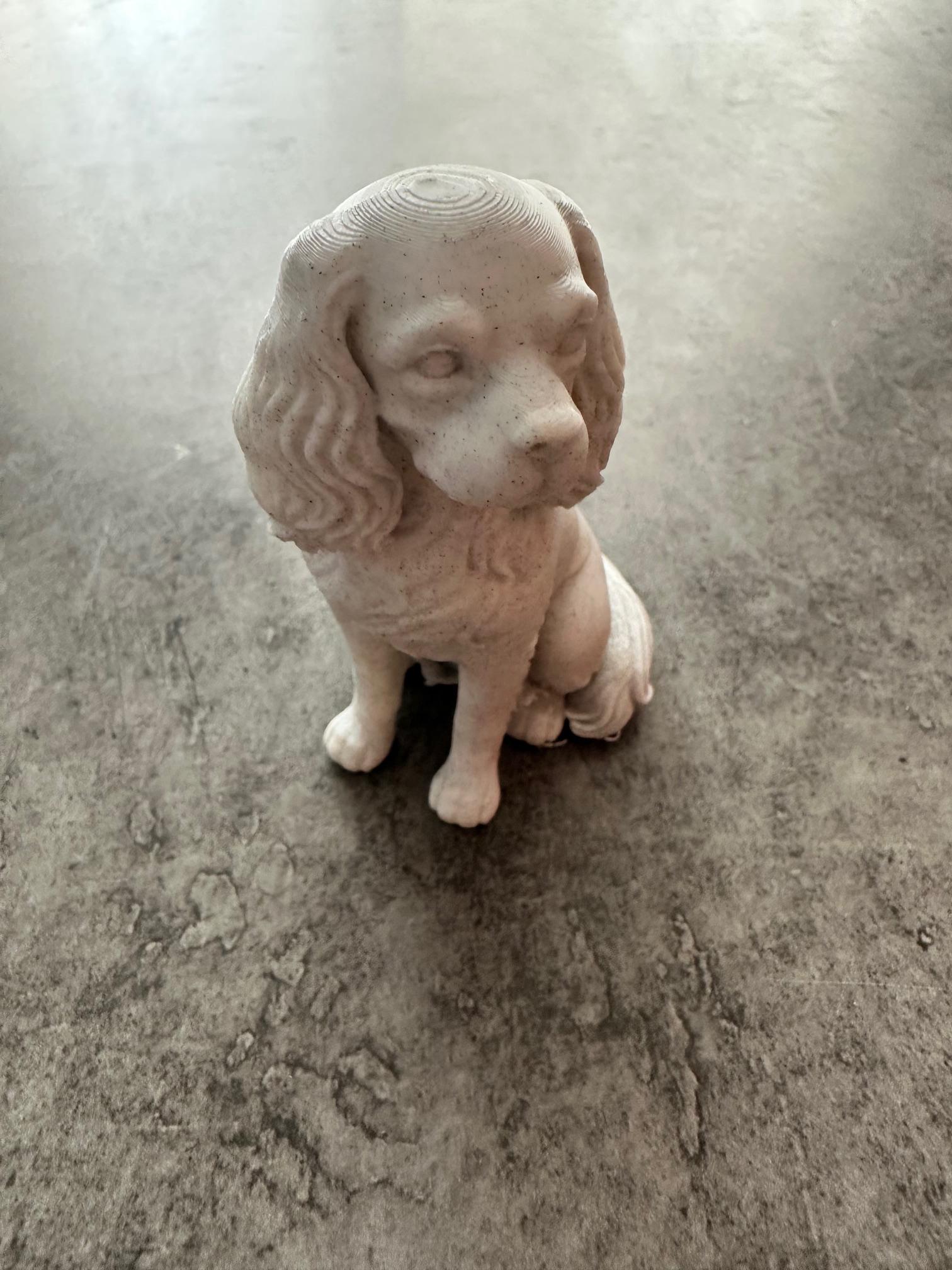 Statue Cavalier King Charles assis – Figurine chien effet marbre – vue 2
