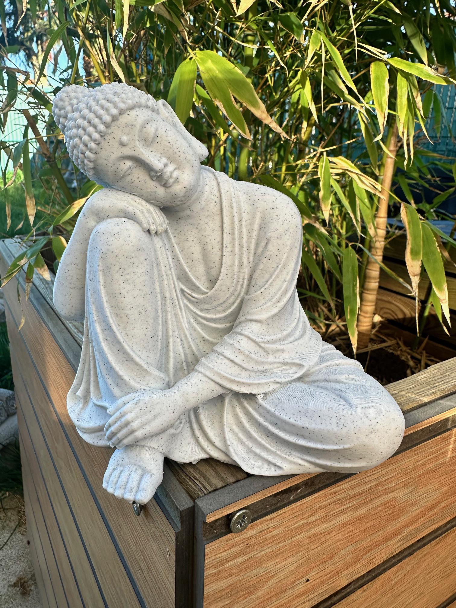 Bouddha repos effet pierre – Statue décorative zen