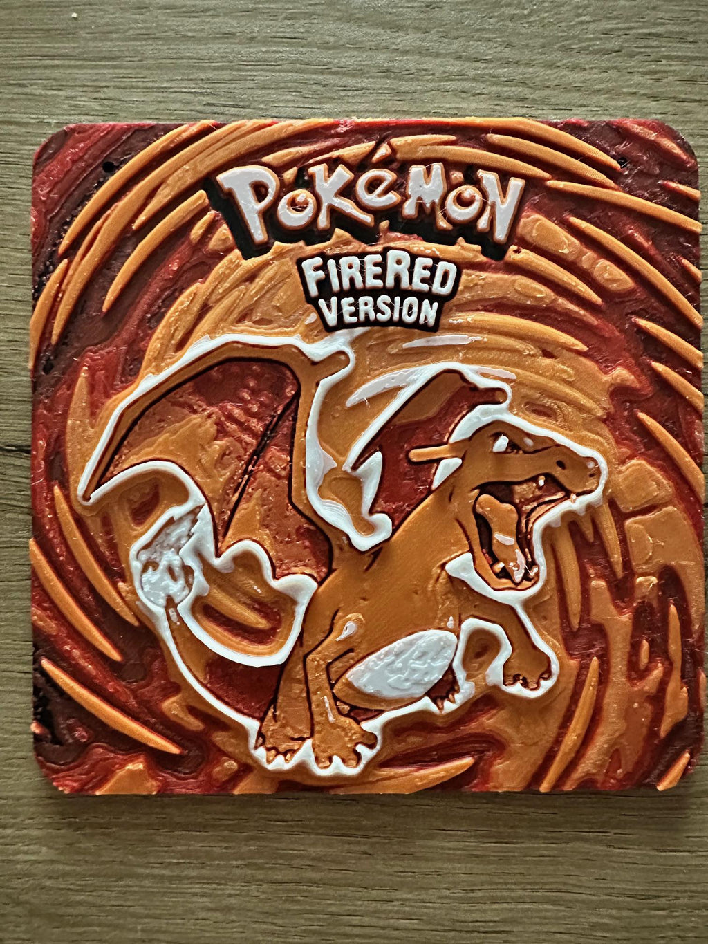 Plaque Pokémon Dracaufeu Rouge Feu – Décoration murale 3D