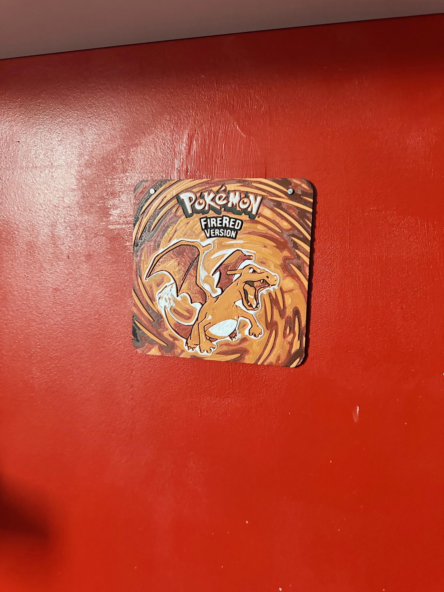 Plaque Pokémon Dracaufeu Rouge Feu – Décoration murale 3D – vue 3