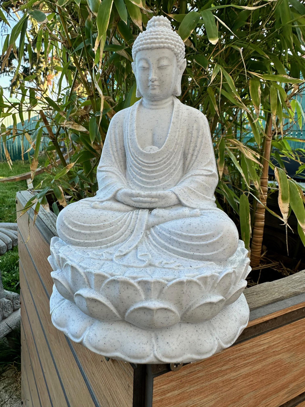 Grande statue Bouddha effet pierre – Décoration zen – vue 3