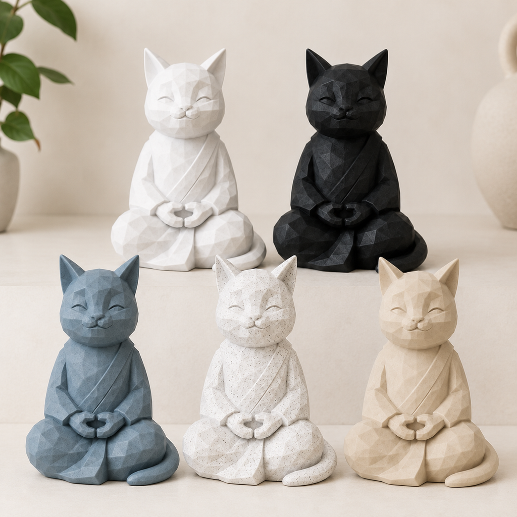 Chat zen géométrique d’intérieur – Plusieurs tailles et couleurs