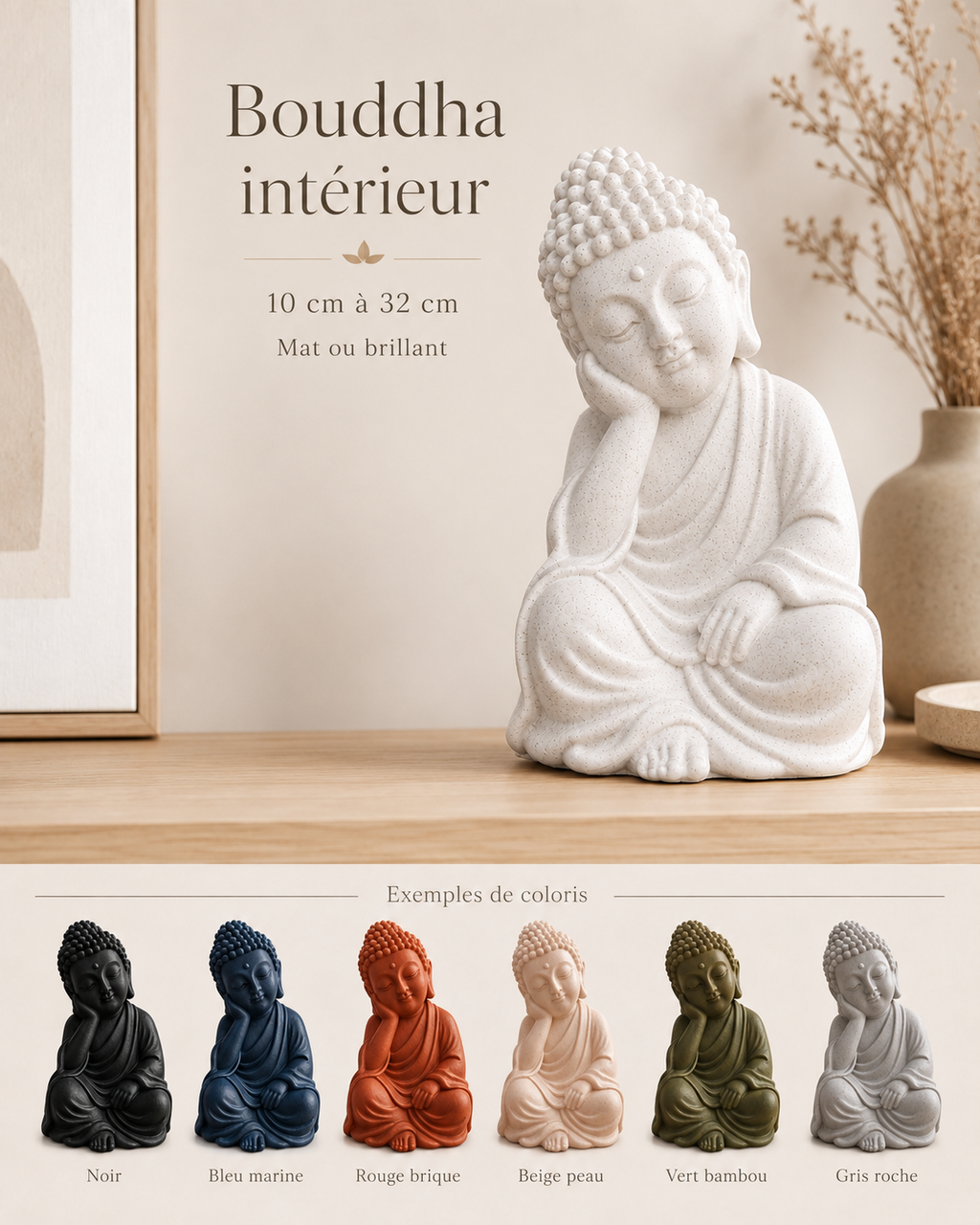 Bouddha intérieur coloré – Statue zen décorative