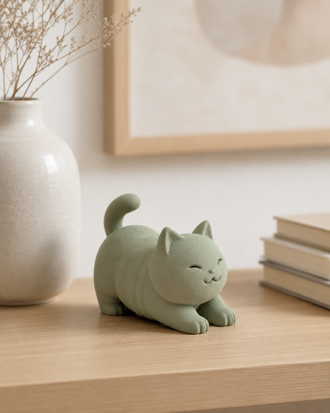 Chat potelé qui s’étire – Figurine décorative