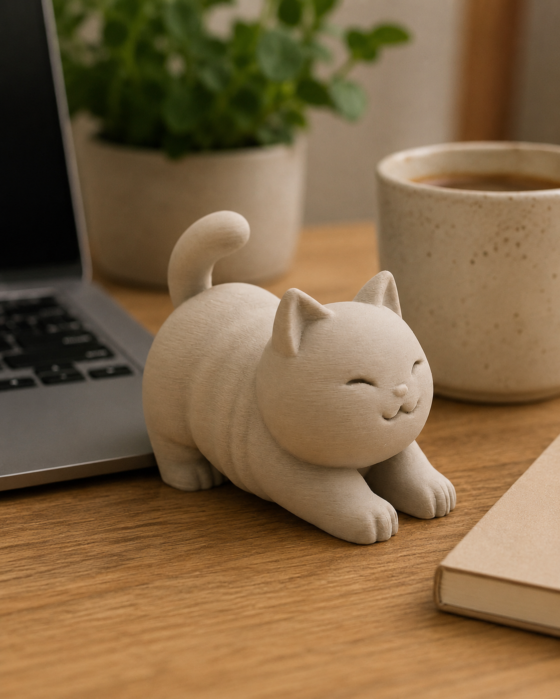 Chat potelé qui s’étire – Figurine décorative