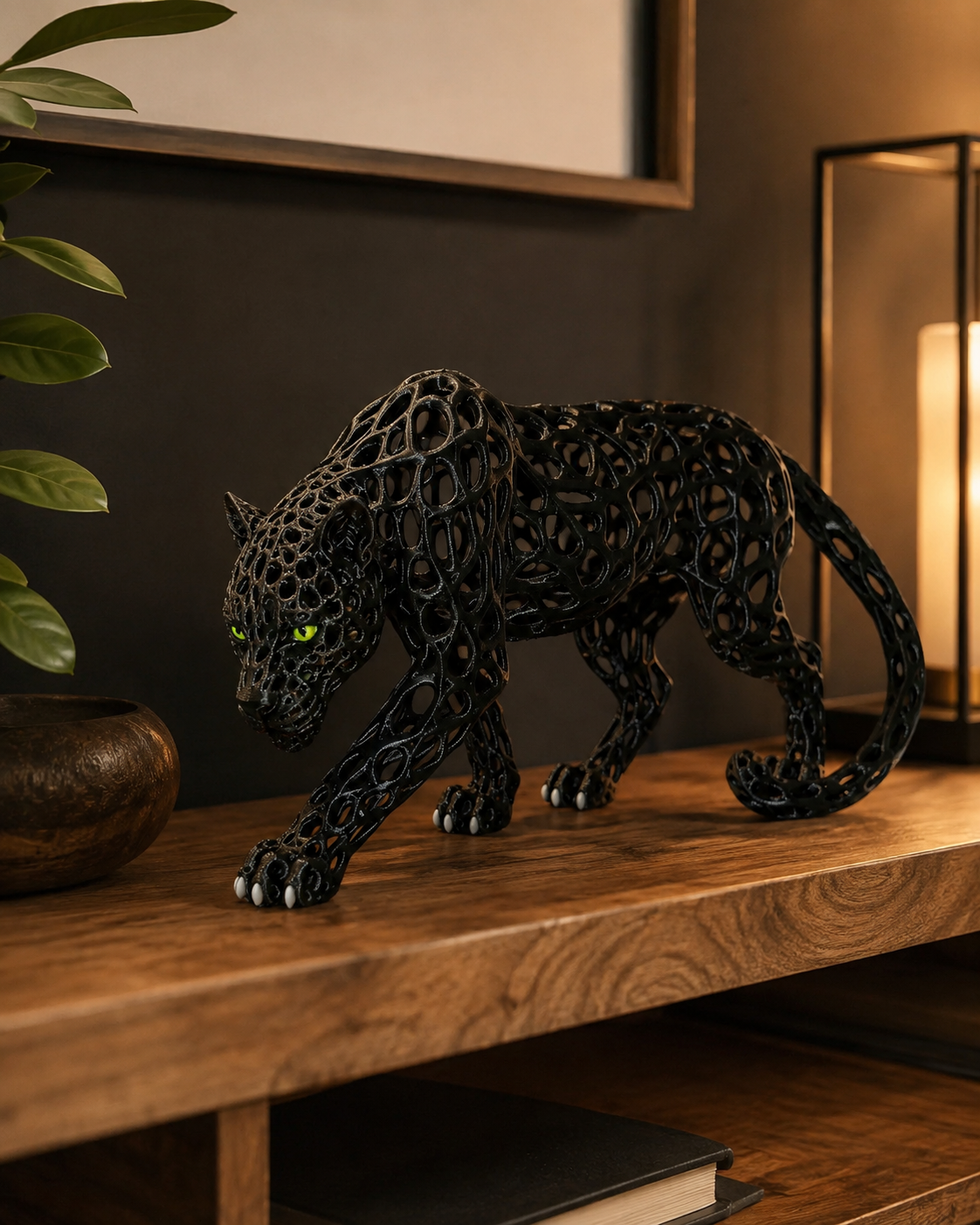 Panthère ajourée design – Sculpture décorative moderne – vue 3