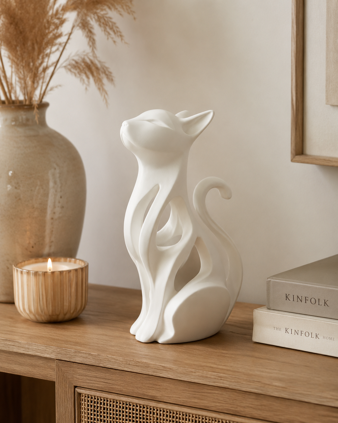 Statue Chat Design Moderne – Sculpture Décorative Minimaliste