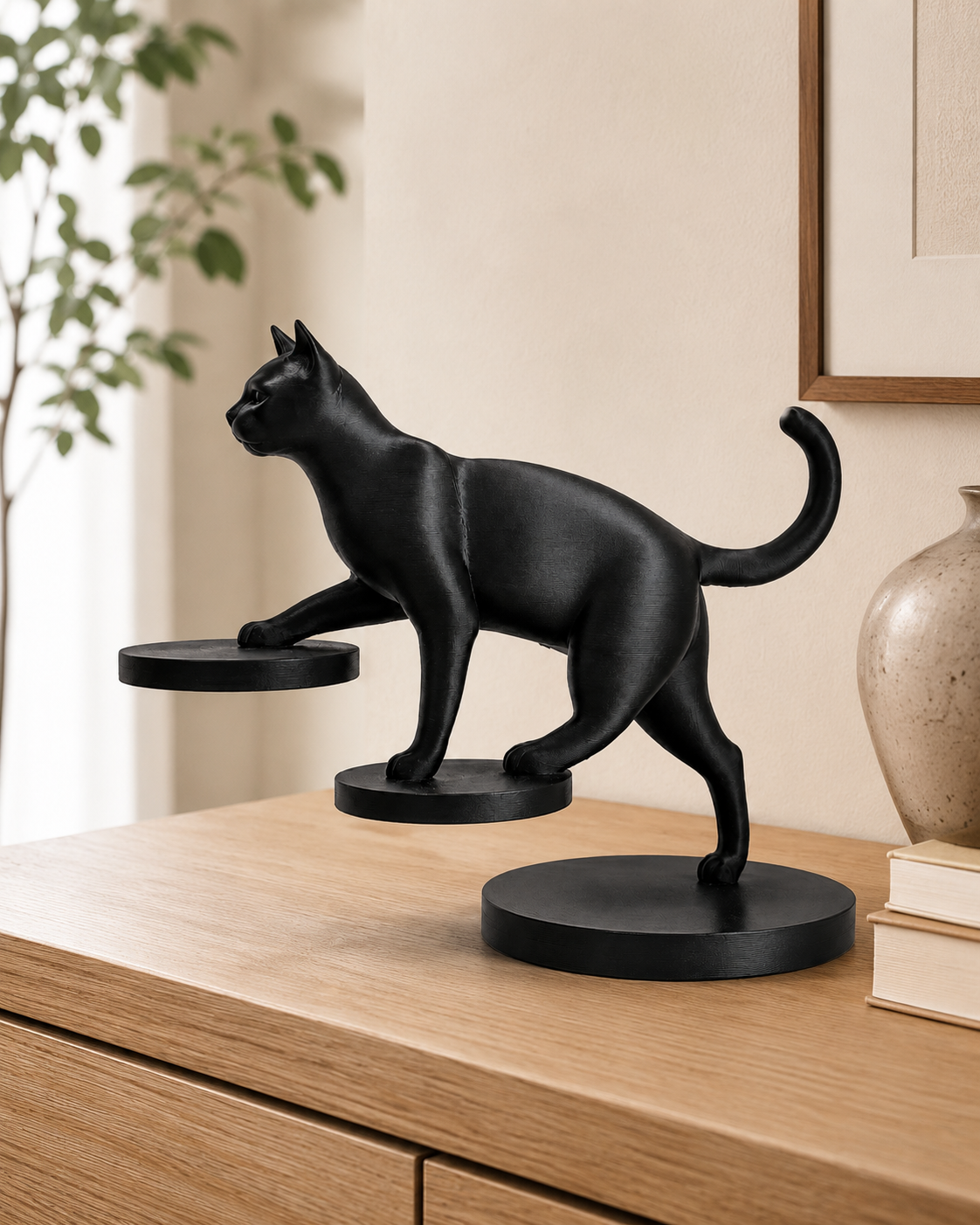 Chat en équilibre – Statue décorative moderne
