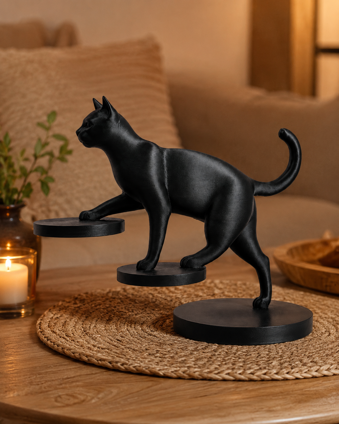 Chat en équilibre – Statue décorative moderne