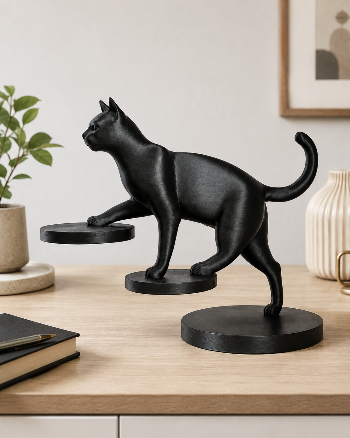 Chat en équilibre – Statue décorative moderne