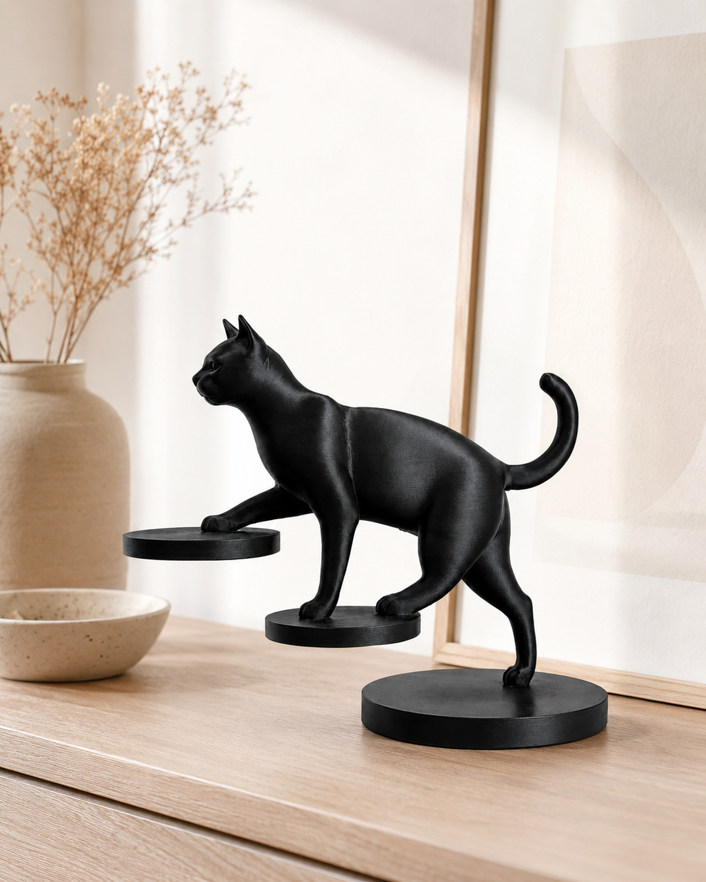 Chat en équilibre – Statue décorative moderne