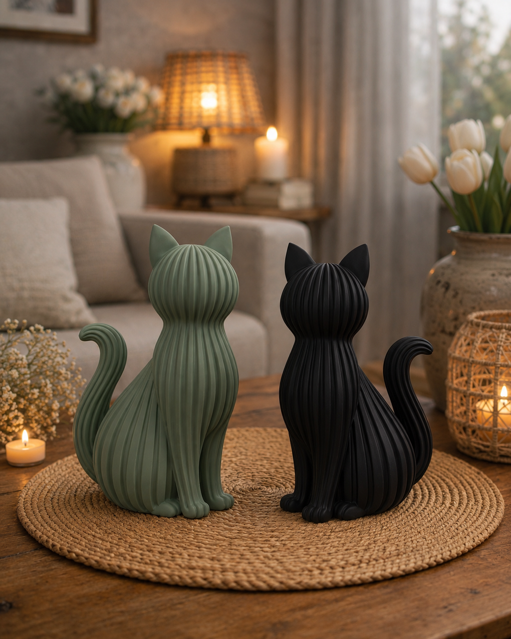 Chat japandi – Statue décorative design