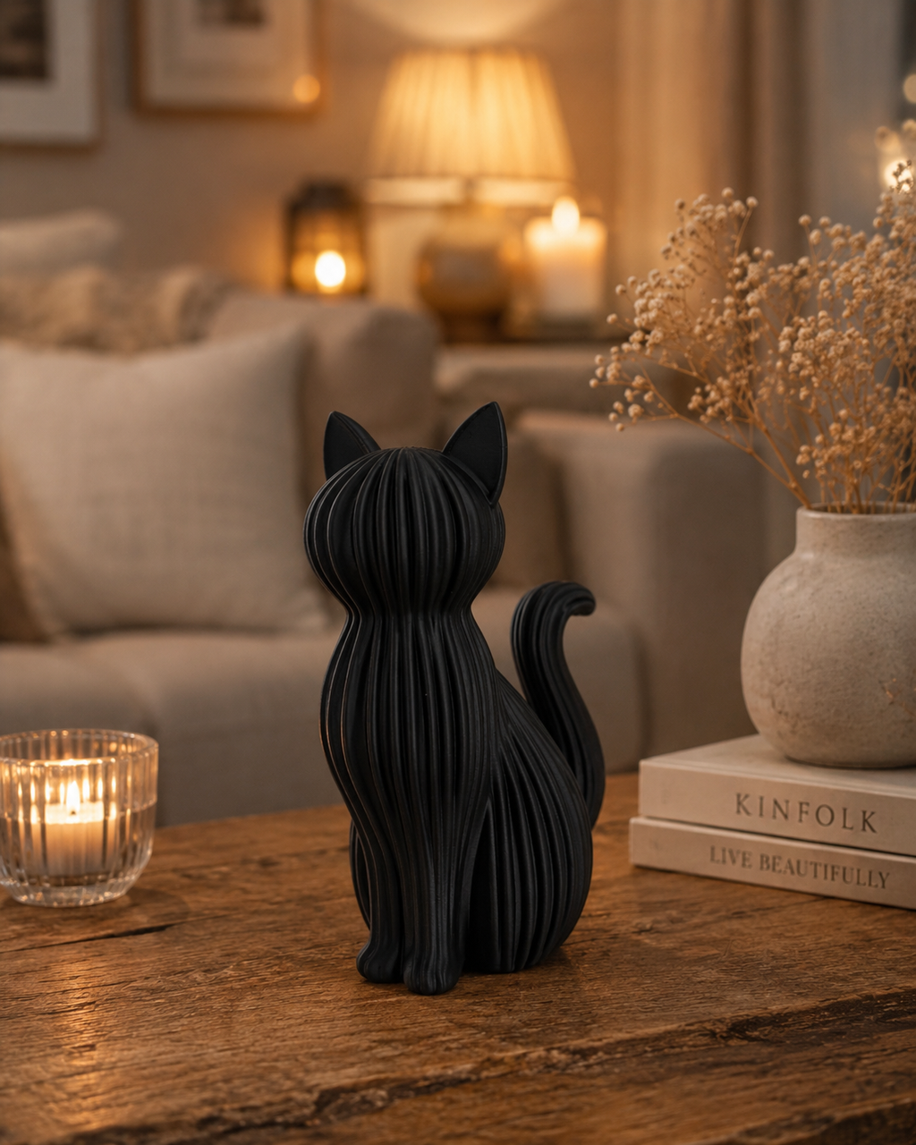 Chat japandi – Statue décorative design