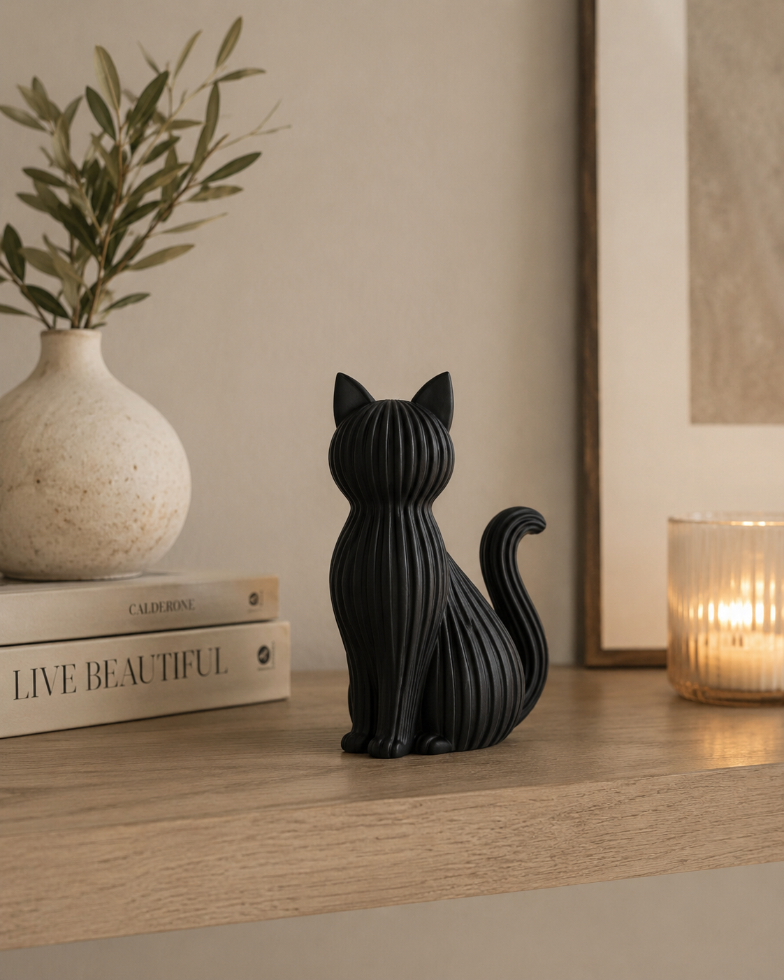 Chat japandi – Statue décorative design