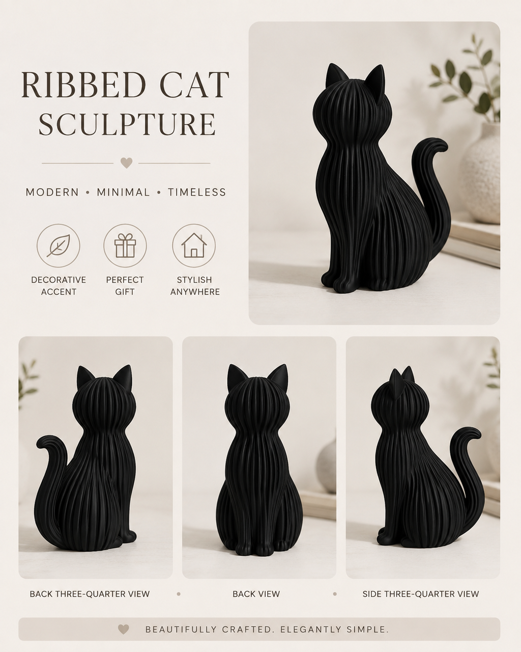 Chat japandi – Statue décorative design
