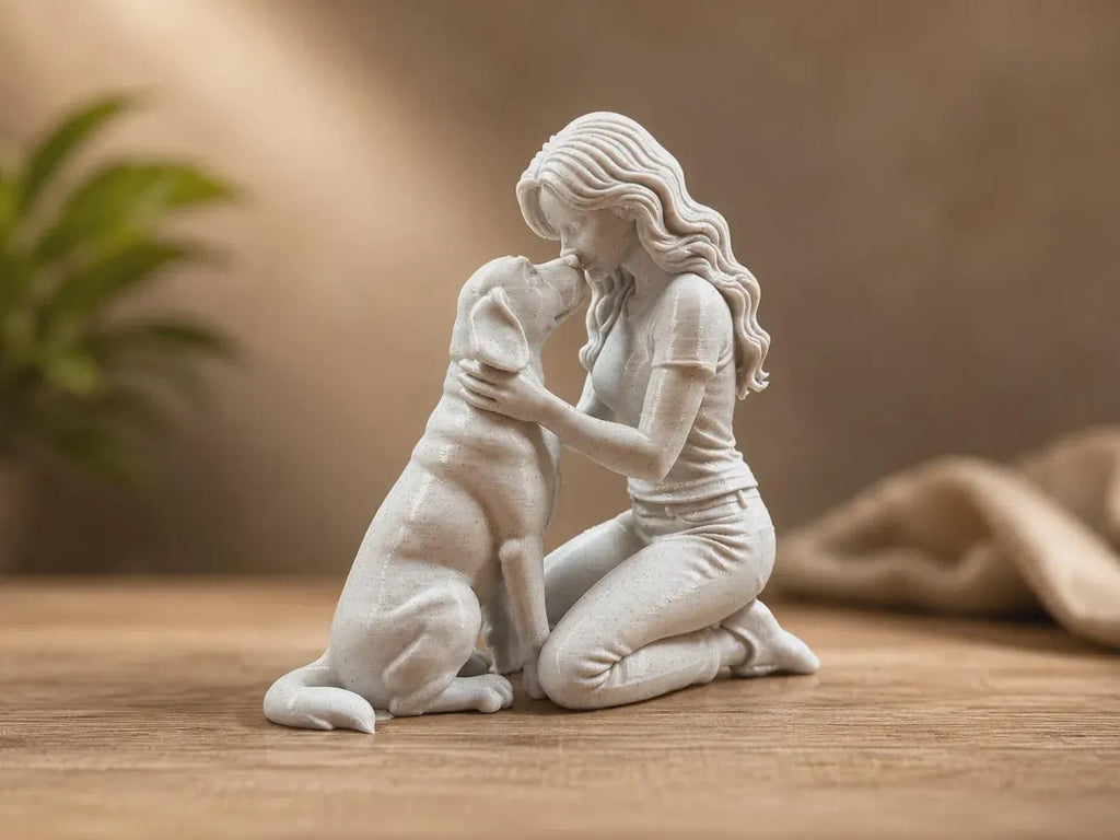Statue Amour Fidèle – Femme & chien – Décoration symbolique