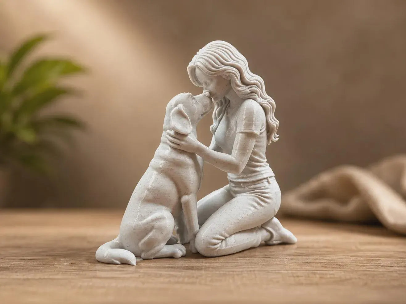 Statue Amour Fidèle – Femme & chien – Décoration symbolique