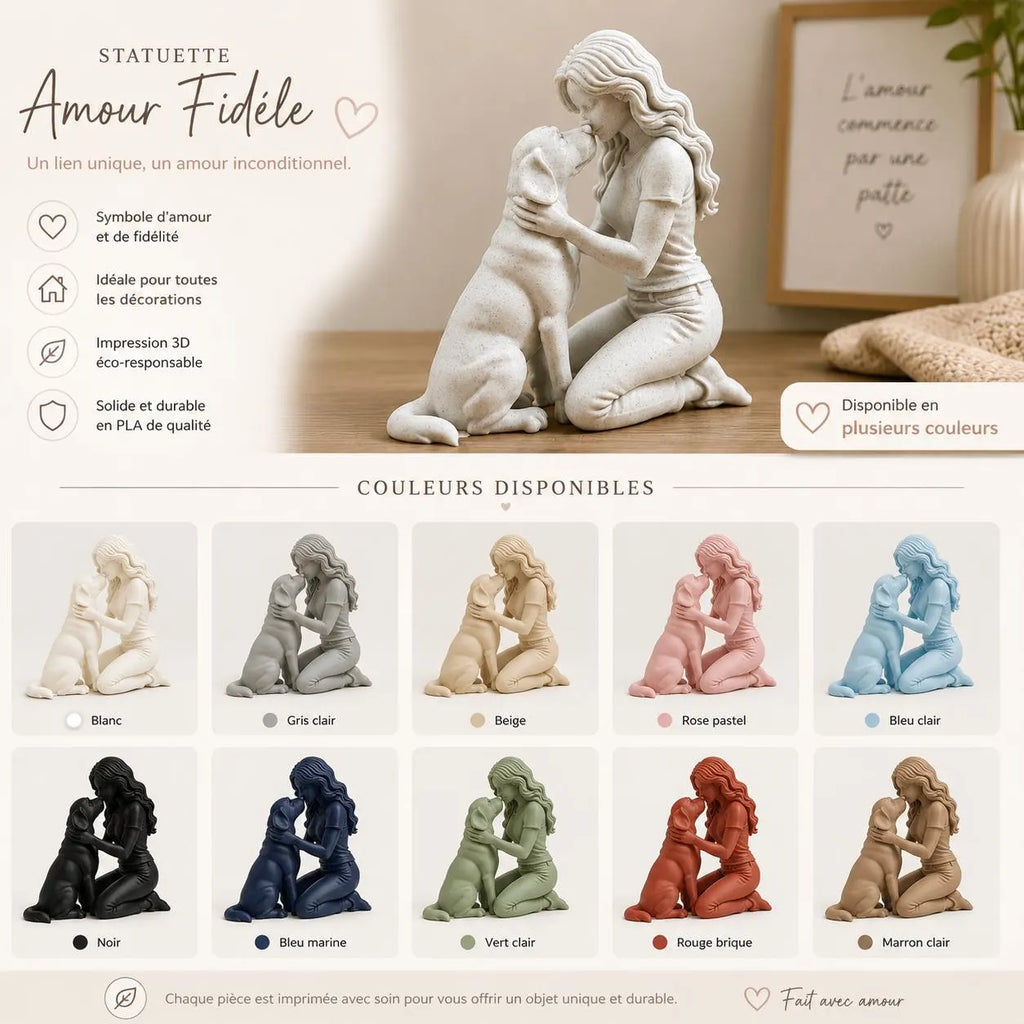 Statue Amour Fidèle – Femme & chien – Décoration symbolique – vue 3
