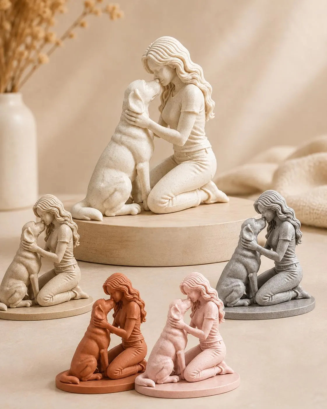 Statue Amour Fidèle – Femme & chien – Décoration symbolique – vue 2