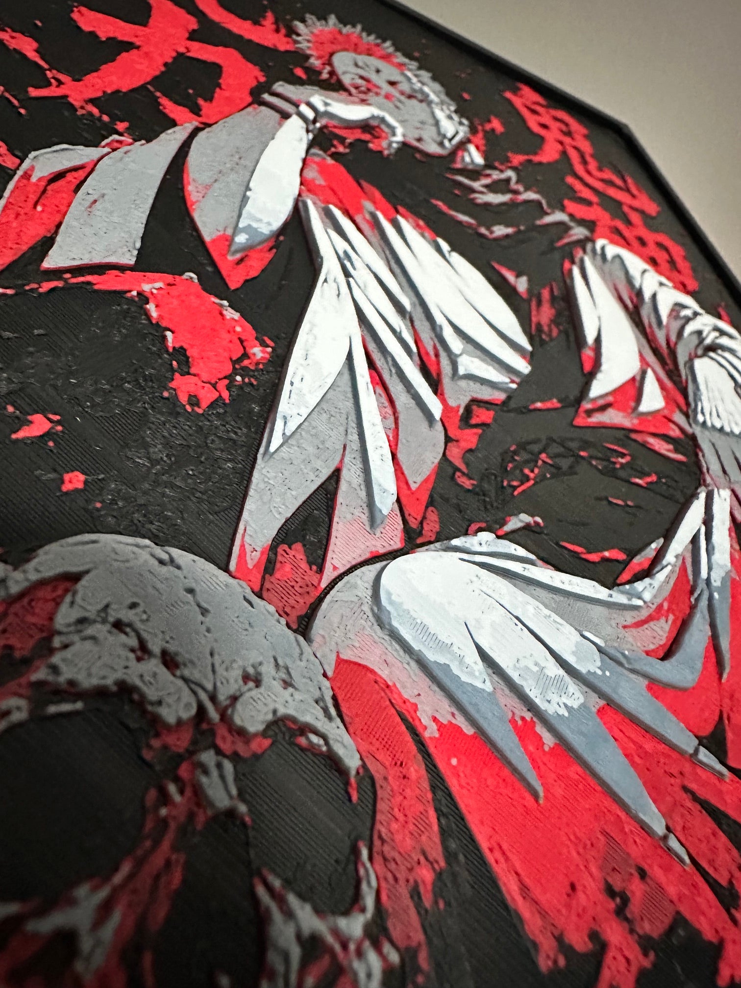 Tableau 3D Manga Dark – Décoration murale rouge et noire – vue 2