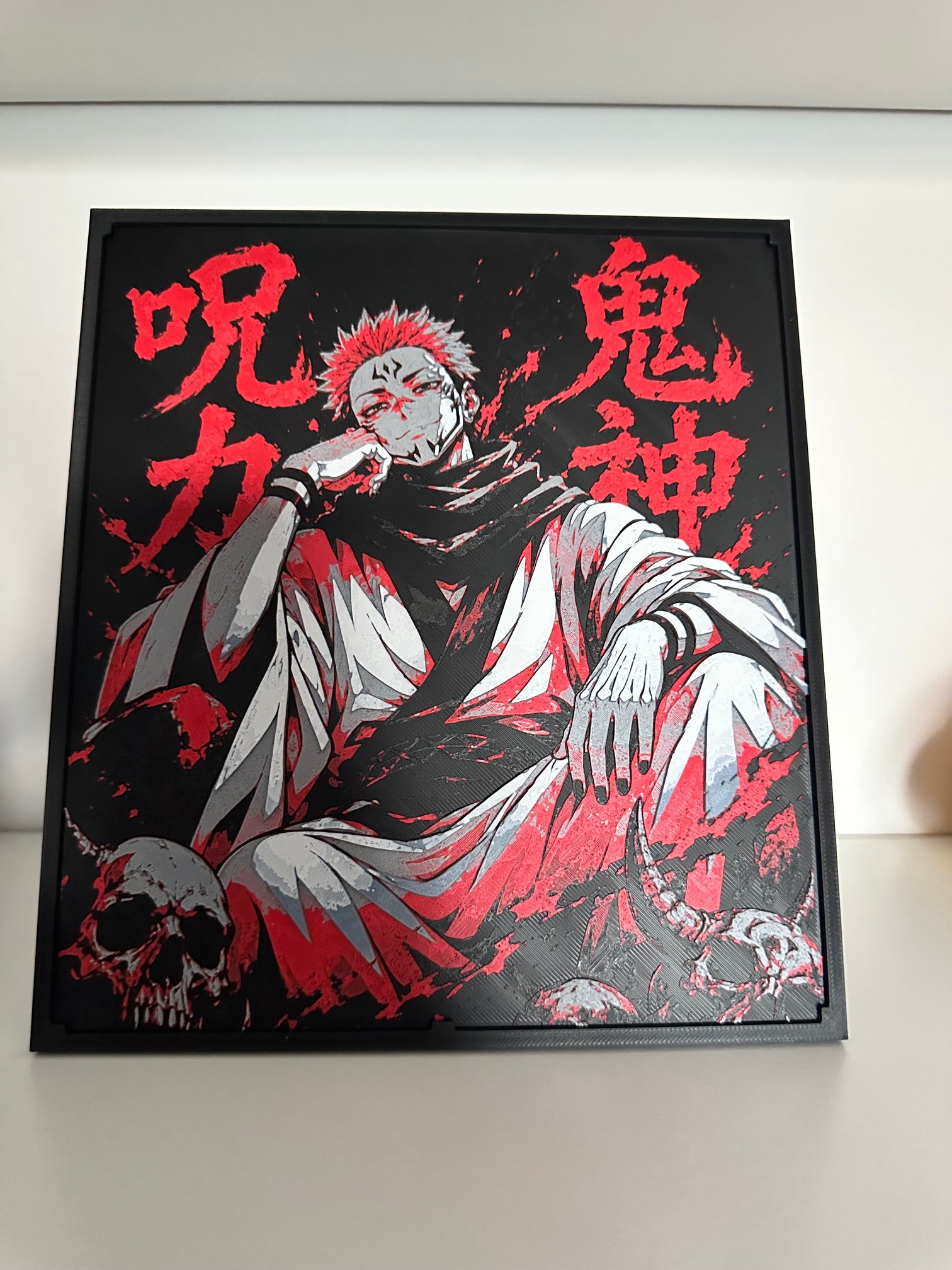 Tableau 3D Manga Dark – Décoration murale rouge et noire