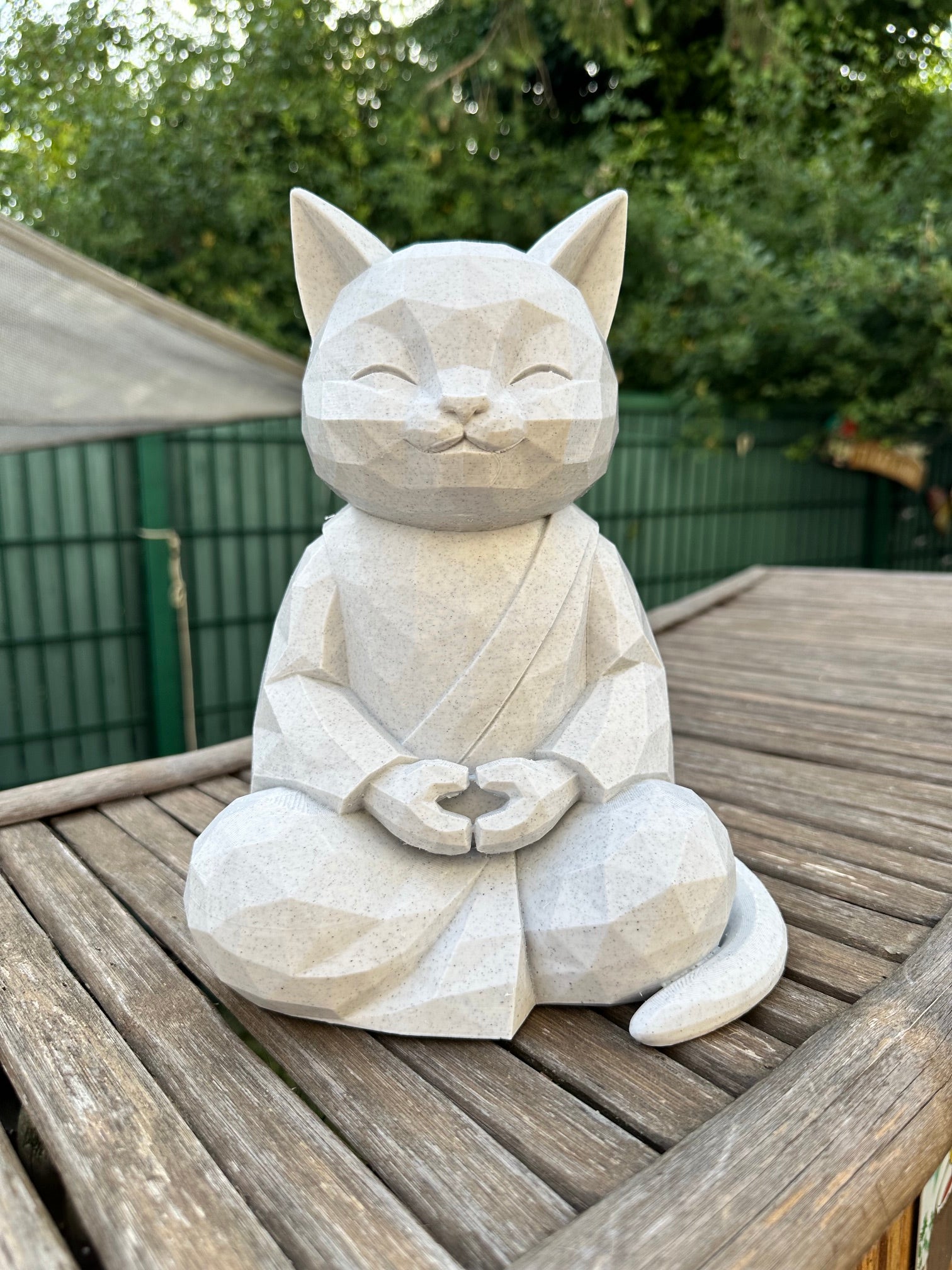 Chat Zen en impression 3D – Décoration effet pierre – vue 3